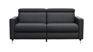 Sofa Paulina - 2-Sitzer, Kopfteil verstellbar, Relaxfunktion motorisch, Leder, Schwarz