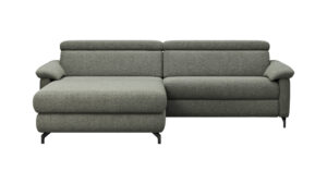 Ecksofa Paulina - Longchair links mit 1-Sitzer, Kopfteil verstellbar, Stoff, Khaki
