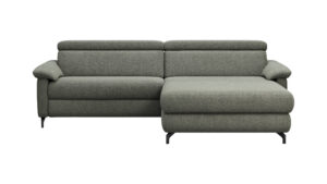 Ecksofa Paulina - 1-Sitzer mit Longchair rechts, Kopfteil verstellbar motorisch, TV-Funktion motorisch, Stoff, Khaki