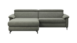 Ecksofa Paulina - Longchair links und 1-Sitzer, Kopfteil verstellbar motorisch, TV-Funktion motorisch, Stoff, Khaki