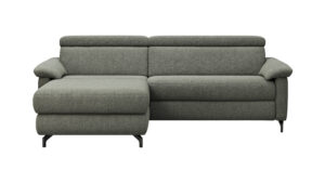 Ecksofa Paulina - Longchair links mit 1-Sitzer, Kopfteil verstellbar, Stoff, Khaki