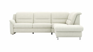 Ecksofa Cornella Plus - 2-Sitzer links mit Ecke und Abschlussteil rechts, Stoff, Creme
