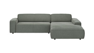Ecksofa Denver - 2,5-Sitzer mit Longchair rechts, Stoff, Grau