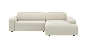 Ecksofa Denver - 2-Sitzer mit Longchair rechts, Stoff, Natur