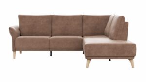 Ecksofa Rosario - 2-Sitzer mit Ecke rechts, Stoff, Cognac
