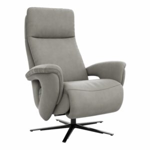 Sessel Tulsa Relax - Größe L, inkl. Kopf-/Fußteil/Rückenlehne verstellbar, Leder, Graubeige