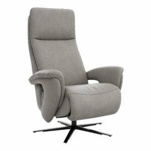 Sessel Tulsa Relax - Größe L, inkl. Maxirücken und Kopf-/Fußteil/Rückenlehne verstellbar, Leder, Graubeige