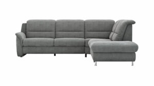 Ecksofa Cornella Plus - 2-Sitzer links mit Ecke und Abschlussteil rechts, Stoff, Anthrazit