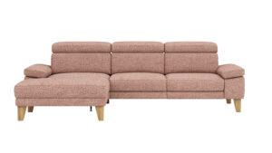 Ecksofa Hudson - Longchair links mit 2,5-Sitzer, inkl. Kopfteil verstellbar, Stoff, Kupfer