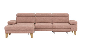 Ecksofa Hudson - Longchair links mit 2,5-Sitzer, inkl. Kopfteil/Armlehne verstellbar und Relaxfunktion (motorisch), Stoff, Kupfer