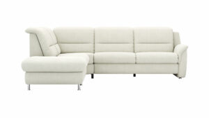 Ecksofa Cornella Plus - Ecke und Abschlussteil mit 2-Sitzer rechts, Stoff, Creme