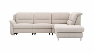 Ecksofa Cornella Plus - 2-Sitzer mit Ecke und Abschlussteil rechts inkl. Relaxfunktion (motorisch) und Kopfteilverstellung, Stoff, Rosé