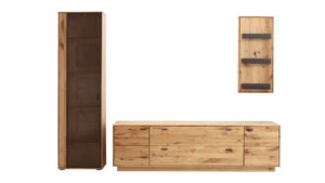 Wohnwand Fibra - Asteiche teilmassiv, natur, geölt