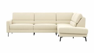 Ecksofa Valera - 3-Sitzer mit Ecke rechts inkl. Rückenlehne verstellbar, Stoff, Natur