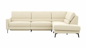 Ecksofa Valera - 3-Sitzer mit Ecke rechts inkl. Rückenlehne verstellbar und Relaxfunktion motorisch, Stoff, Natur