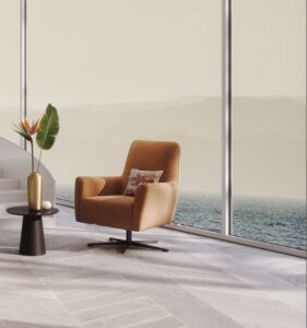 Drehsessel Charlotte - Cord, Cognac