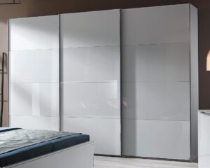 Schwebetürenschrank EM Lascala 3-türig - B. ca. 270 cm,  seidengrau, Farbglas