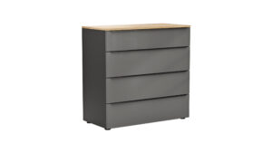 Kommode Colorado Beimöbel - BHT ca. 90x87x43 cm, Dunkelgrau, Griffe schwarz