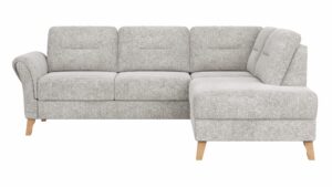 Ecksofa Almyra - 2,5-Sitzer mit Ottomane rechts, Stoff, Silbergrau