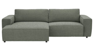 Ecksofa Lilaia - Chaise Longue XL mit 1,5-Sitzer XL rechts, Stoff, Olivgrün