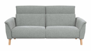 Sofa Nevin - 3-Sitzer inkl. Kopfpolsterverstellung, Stoff, Silbergrau