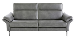 Sofa Atella - 3-Sitzer, inklusive Kopfteilverstellung, Leder, Anthrazit