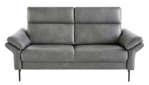 Sofa Atella - 2,5-Sitzer, inklusive Kopfteilverstellung, Leder, Anthrazit