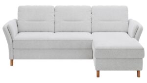 Ecksofa Vayra - 2,5-Sitzer mit Longchair rechts, Stoff, Offwhite