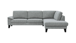 Ecksofa Oviedo - 2,5-Sitzer mit Ecke rechts inkl. Drehsitz, Stoff, Hellgrau