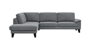 Ecksofa Oviedo - Ecke links mit 2,5-Sitzer inkl. Drehsitz, Stoff, Grau