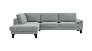 Ecksofa Oviedo - Ecke links mit 2,5-Sitzer inkl. Drehsitz, Stoff, Hellgrau