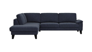 Ecksofa Oviedo - Ecke links mit 2,5-Sitzer inkl. Drehsitz, Stoff, Dunkelblau