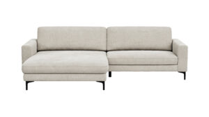 Ecksofa Oviedo - Longchair links mit 1,5-Sitzer inkl. Relaxfunktion (motorisch), Stoff, Natur