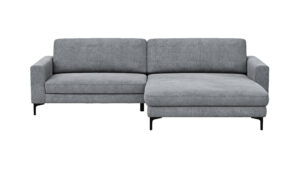 Ecksofa Oviedo - 1,5-Sitzer mit Longchair rechts inkl. Relaxfunktion (motorisch), Stoff, Grau