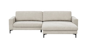 Ecksofa Oviedo - 1,5-Sitzer mit Longchair rechts inkl. Relaxfunktion (motorisch), Stoff, Natur