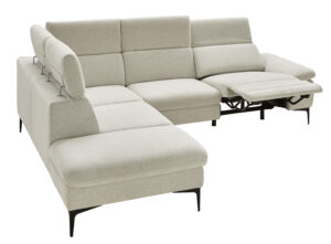 Ecksofa Felipa - Ecke links mit 2,5-Sitzer inkl. Relaxfunktion (motorisch) und Kopfteil verstellbar, Stoff, Natur