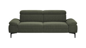Sofa Felipa - 3-Sitzer inkl. Kopfteil verstellbar, Stoff, Dunkelgrün