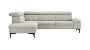 Ecksofa Felipa - Ecke links mit 2,5-Sitzer inkl. Kopfteil verstellbar, Stoff, Natur
