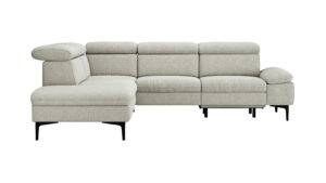 Ecksofa Felipa - Ecke links mit 2,5-Sitzer inkl. Armlehne verstellbar und Rückenlehne/Sitztiefe verstellbar (motorisch), Stoff, Natur