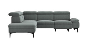 Ecksofa Felipa - Ecke links mit 2,5-Sitzer inkl. Armlehne verstellbar und Rückenlehne/Sitztiefe verstellbar (motorisch), Stoff, Grau