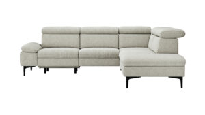 Ecksofa Felipa - 2,5-Sitzer mit Ecke rechts inkl. Armlehne verstellbar und Rückenlehne/Sitztiefe verstellbar (motorisch), Stoff, Natur