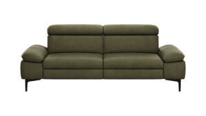 Sofa Felipa - 3-Sitzer inkl. Kopfteil verstellbar, Leder, Olive