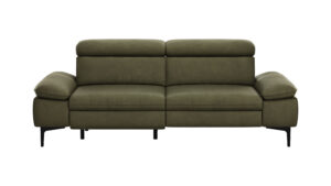 Sofa Felipa - 3-Sitzer inkl. Relaxfunktion (motorisch) und Kopfteil verstellbar, Leder, Olive