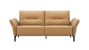 Sofa Bahia - 2-Sitzer inkl. Armlehne verstellbar, Leder, Kurkuma