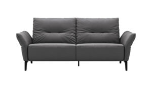 Sofa Bahia - 2-Sitzer inkl. Armlehne verstellbar, Leder, Dunkelgrau