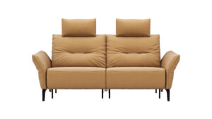 Sofa Bahia - 2-Sitzer inkl. Kopfstütze/ Armlehne verstellbar und Relaxfunktion (motorisch), Leder, Kurkuma