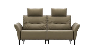 Sofa Bahia - 2-Sitzer inkl. Kopfstütze/ Armlehne verstellbar und Relaxfunktion (motorisch), Leder, Olive
