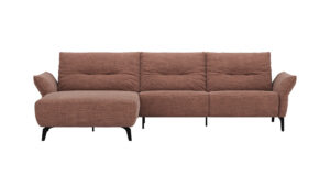 Ecksofa Bahia - Longchair links mit 2,5-Sitzer inkl. Armlehne verstellbar, Stoff, Kupfer