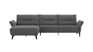 Ecksofa Bahia - Longchair links mit 2,5-Sitzer inkl. Armlehne verstellbar, Stoff, Dunkelgrau