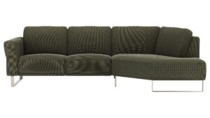 Ecksofa Leona - 2,5-Sitzer mit Ecke rechts, Stoff, Braungrün
